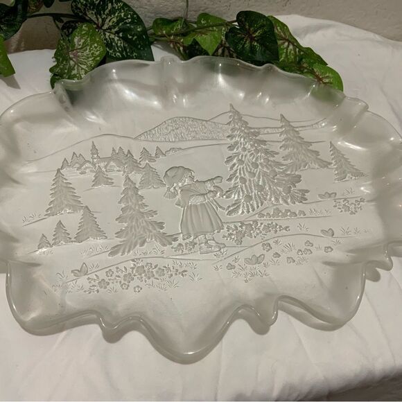 Vintage Walther Glas Mikasa Christmas Story clear /frosted glass serving platter - Picture 1 of 6